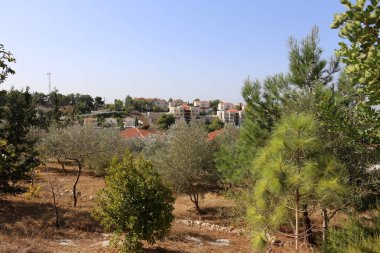 Israil 'in kuzeyinde küçük, eyalet kasabasında peyzaj 