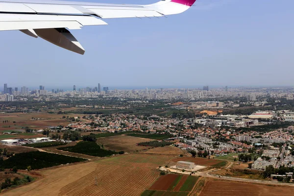 Ojo Buey Puede Ver Ala Avión Reacción — Foto de Stock