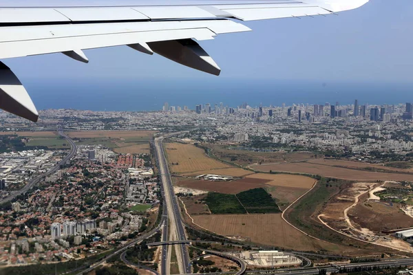 Ojo Buey Puede Ver Ala Avión Reacción — Foto de Stock