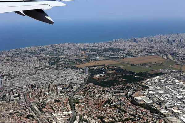 Ojo Buey Puede Ver Ala Avión Reacción — Foto de Stock