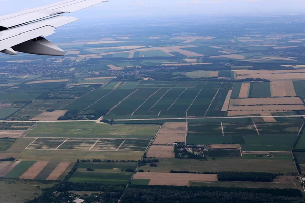 Ojo Buey Puede Ver Ala Avión Reacción — Foto de Stock