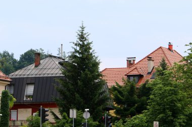 Ljubljana, Slovenya başkenti şehir kiremitli çatıları