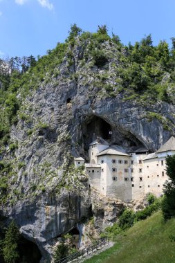 Uçurum uçurum Slovenya dağlarda yukarıda kalede Predjam 