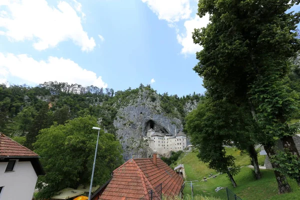 Predjam castle in the cliff above the precipice in the mountains of Slovenia