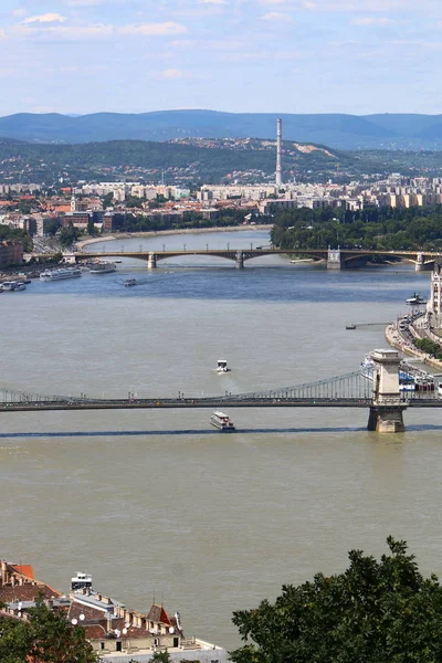 Desde Colina Gellrt Puede Ver Danubio Budapest Capital Hungría —  Fotos de Stock