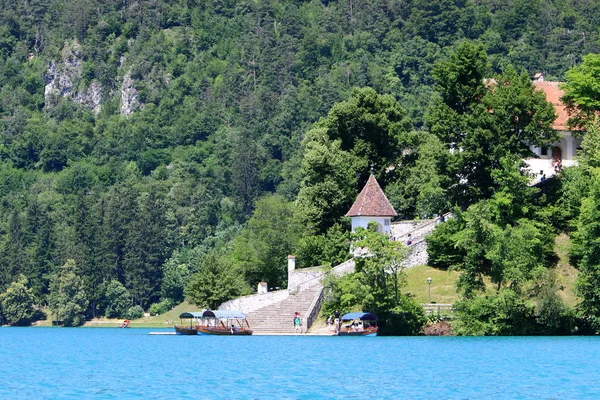 Lake Bled Alps Slovenya Triglav Ulusal Parkı Nın Eteklerinde Yer — Stok fotoğraf