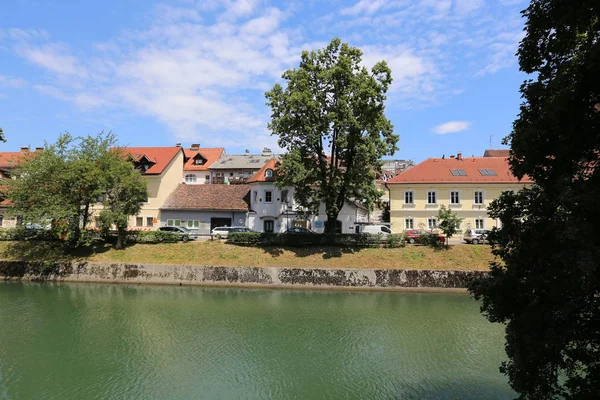 The Ljubljanica River flows through the center of Ljubljana, the capital of Slovenia