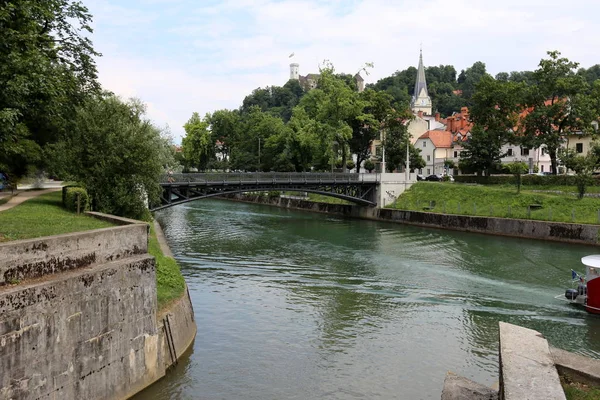 Merkezi Ljubljana, Slovenya başkenti Ljubljanica nehir akar 