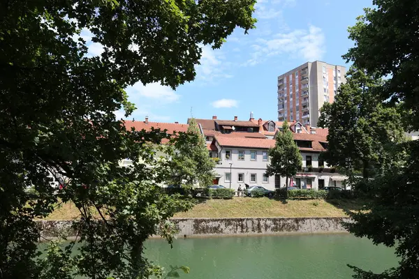 Río Liublianica Fluye Través Del Centro Liubliana Capital Eslovenia — Foto de Stock