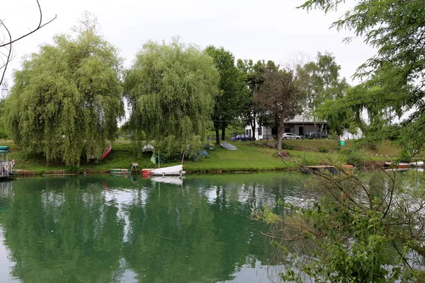 The Ljubljanica River flows through the center of Ljubljana, the capital of Slovenia