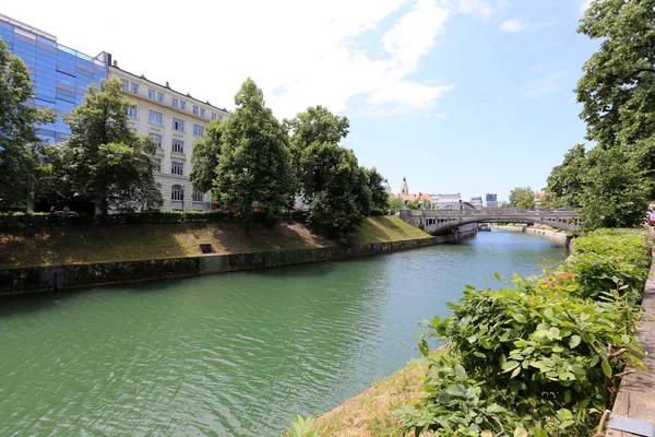 Merkezi Ljubljana, Slovenya başkenti Ljubljanica nehir akar 