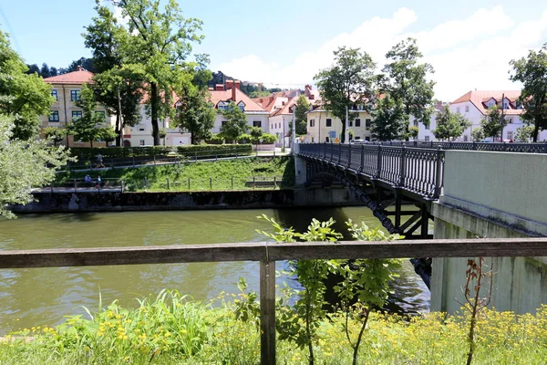 Río Liublianica Fluye Través Del Centro Liubliana Capital Eslovenia — Foto de Stock