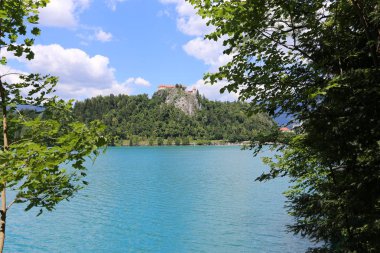 Alpler Slovenya Triglav Ulusal Parkı'nın eteklerinde bir dağ Gölü kıyısında 