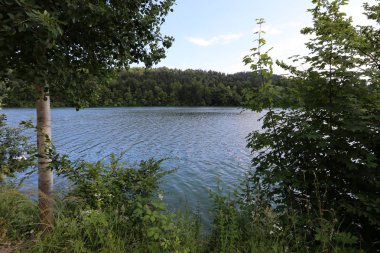 Alpler Slovenya Triglav Ulusal Parkı'nın eteklerinde bir dağ Gölü kıyısında 