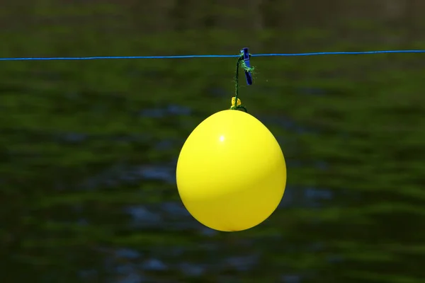 Zaun Hängt Ein Kleiner Luftballon — Stockfoto
