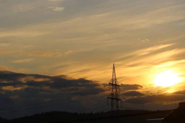 Sol Sienta Sobre Horizonte Termina Día —  Fotos de Stock