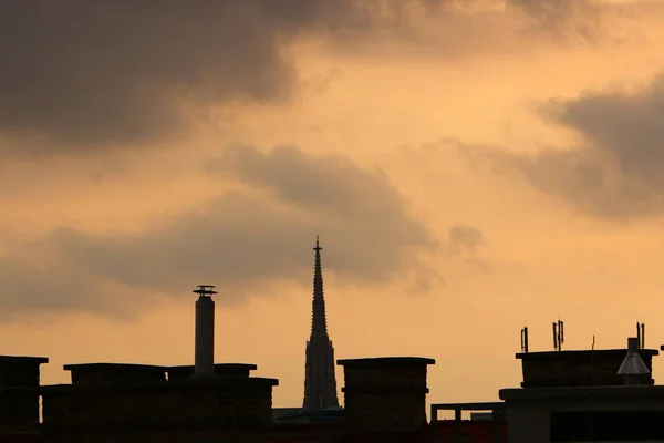 Morgonhimlen Över Staden Ljubljana Huvudstad Slovenien — Stockfoto