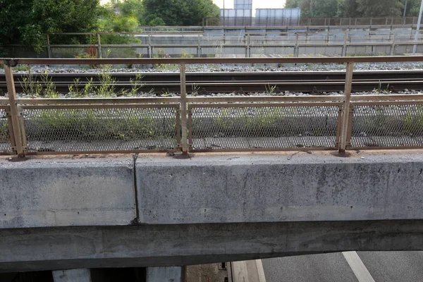 Vía Férrea Carretera Con Carril Guía Traviesas —  Fotos de Stock