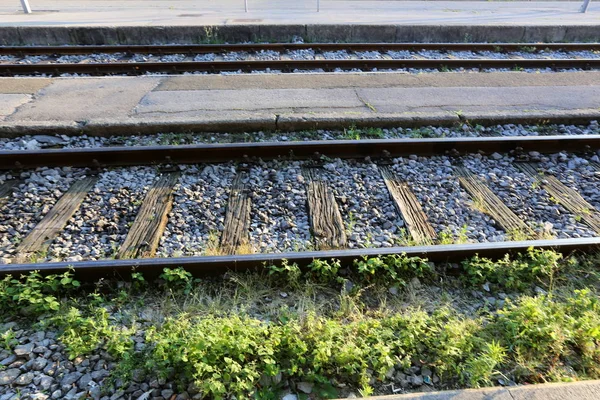 Spoor Weg Met Gids Spoor Dwarsliggers — Stockfoto