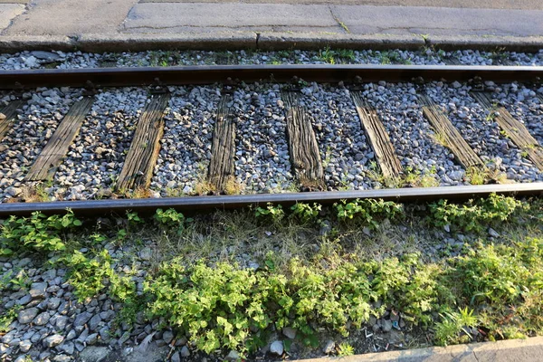Railway Track Road Guide Rail Track Sleepers — Stock Photo, Image