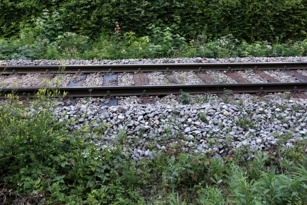 Σιδηρογραμμές Δρόμος Οδηγό Σιδηροτροχιές Και Στρωτήρες — Φωτογραφία Αρχείου
