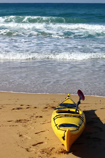 Kayak Sportif Sur Les Rives Mer Méditerranée Dans Nord Israël — Photo