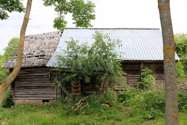 Altes Und Zerstörtes Haus Weißrussischen Dorf — Stockfoto