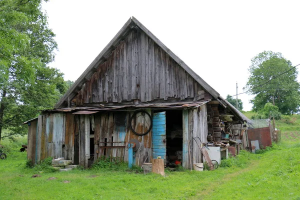 Altes Und Zerstörtes Haus Weißrussischen Dorf — Stockfoto