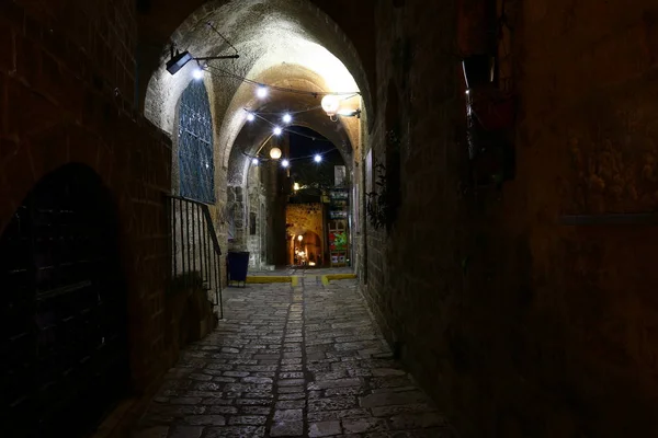 Rue Étroite Dans Vieille Ville Israël — Photo