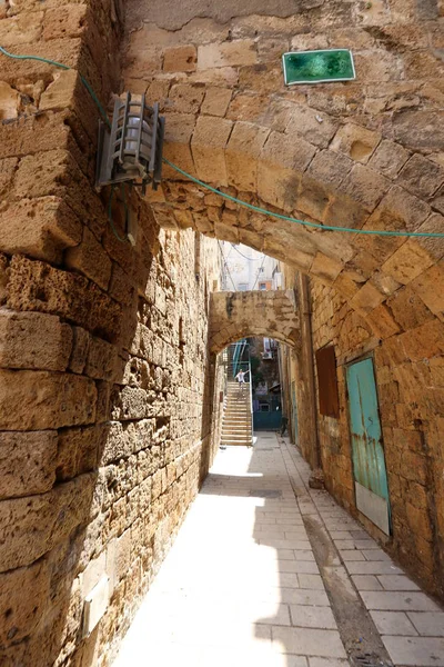 Strada Stretta Nella Città Vecchia Israele — Foto Stock