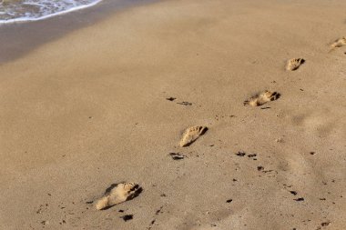 Kumdaki Kuzey İsrail ' Akdeniz'in kıyısında 