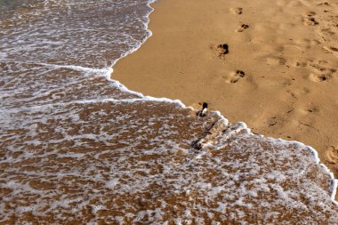 Kumdaki Kuzey İsrail ' Akdeniz'in kıyısında 