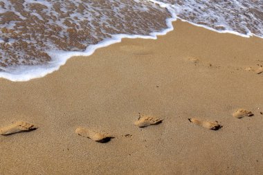 Kumdaki Kuzey İsrail ' Akdeniz'in kıyısında 