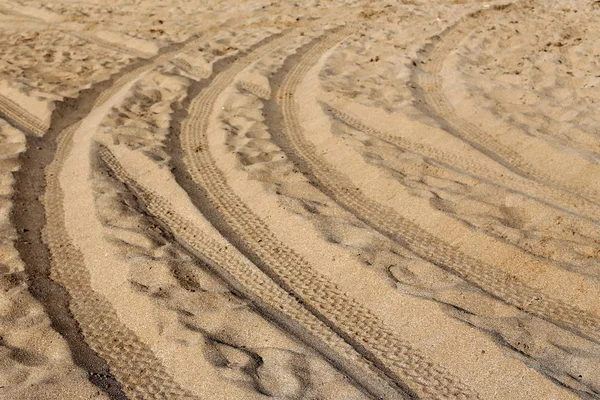 Fotspår Sanden Stranden Medelhavet Norra Israel — Stockfoto
