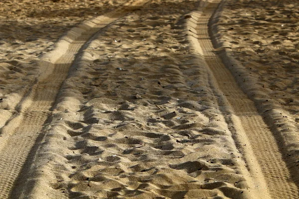 Impronte Sulla Sabbia Sulle Rive Del Mar Mediterraneo Nel Nord — Foto Stock