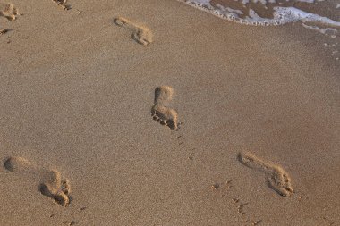 Kumdaki Kuzey İsrail ' Akdeniz'in kıyısında 