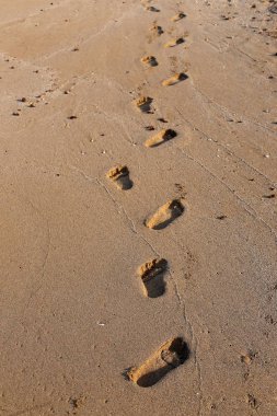 Kumdaki Kuzey İsrail ' Akdeniz'in kıyısında 