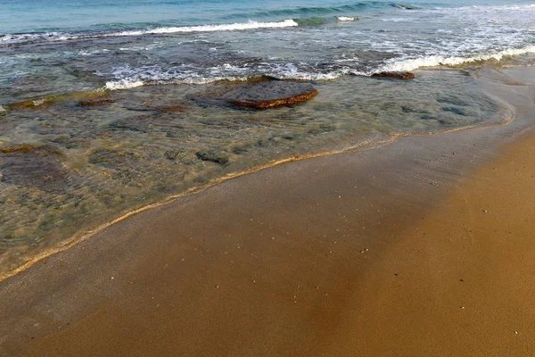 Kust Van Middellandse Zee Het Noorden Van Israël — Stockfoto