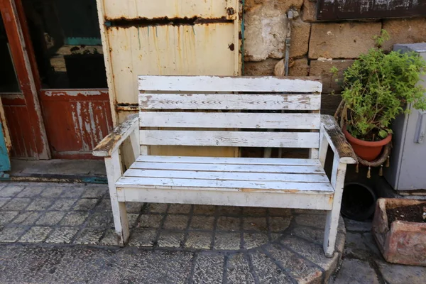 Banc Dresse Dans Parc Urbain Israël — Photo