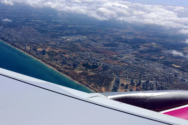 Cielo Nublado Bajo Ala Avión — Foto de Stock