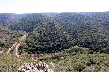 İsrail'in Kuzey Haçlılar Montfort eski kale kalıntıları 