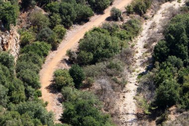 İsrail'in Kuzey Haçlılar Montfort eski kale kalıntıları 