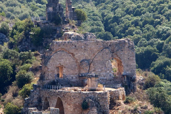 Ερείπια Του Αρχαίου Φρουρίου Από Του Σταυροφόρους Montfort Στα Βόρεια — Φωτογραφία Αρχείου