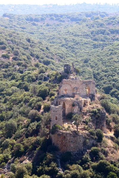 Ερείπια Του Αρχαίου Φρουρίου Από Του Σταυροφόρους Montfort Στα Βόρεια — Φωτογραφία Αρχείου