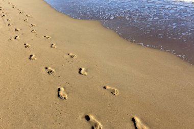 Kumdaki Kuzey İsrail ' Akdeniz'in kıyısında 