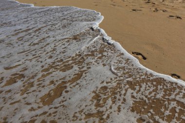 Kumdaki Kuzey İsrail ' Akdeniz'in kıyısında 