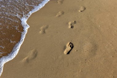Kumdaki Kuzey İsrail ' Akdeniz'in kıyısında 