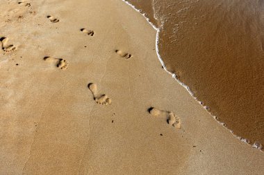 Kumdaki Kuzey İsrail ' Akdeniz'in kıyısında 