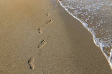 Kumdaki Kuzey İsrail ' Akdeniz'in kıyısında 