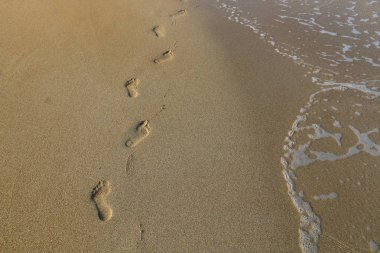 Kumdaki Kuzey İsrail ' Akdeniz'in kıyısında 